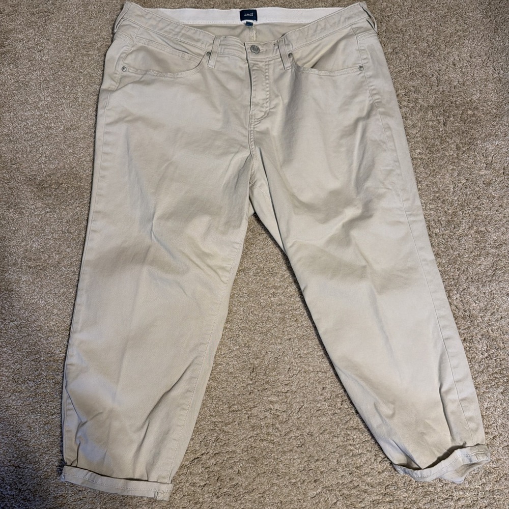 Women's JAG Khaki Cream Cecilia Capri  20W 5 Pocket Cuffed Trousers Pants